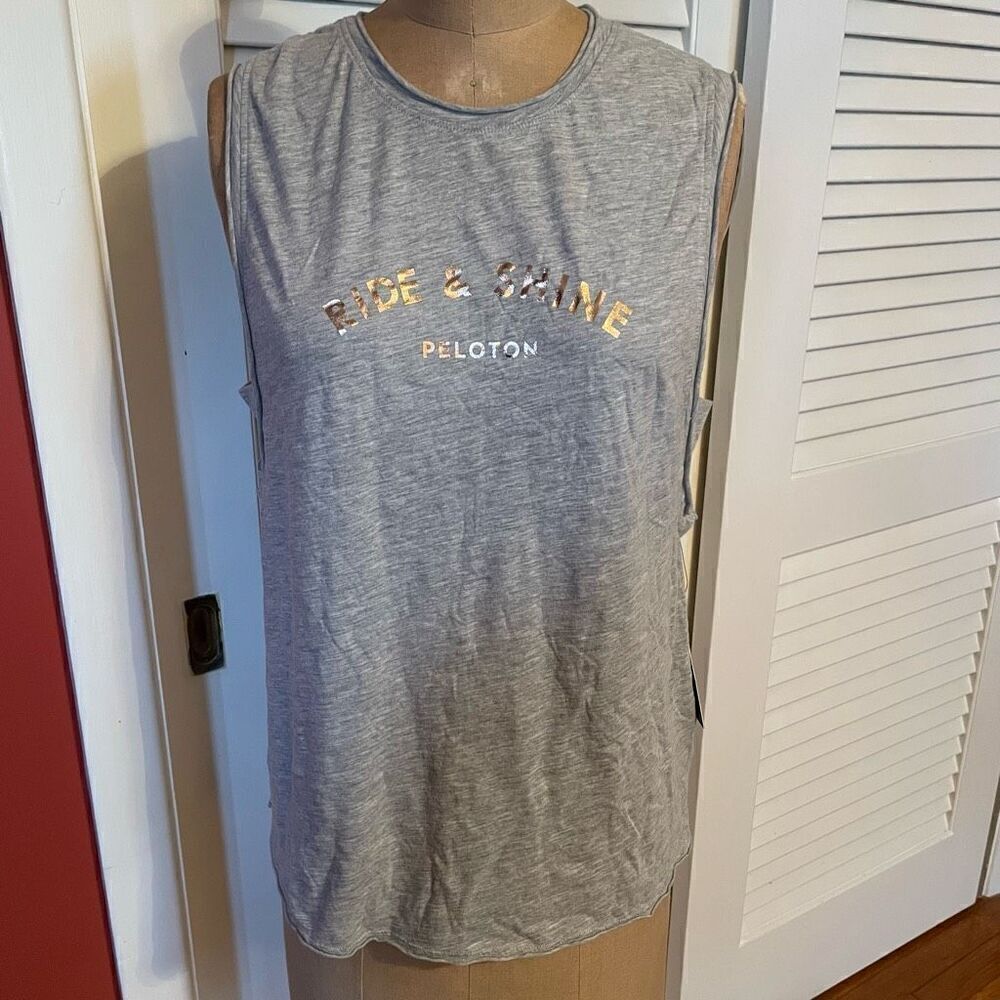 PELOTON | heather gray side strap muscle tank M NWT